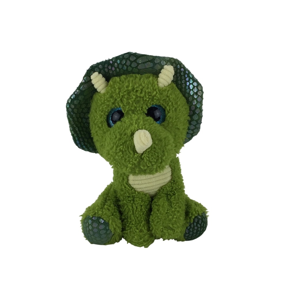 Kid Connection Plush Green Triceratops 8" Blue Glitter Eyes Walmart‎ Dinosaur